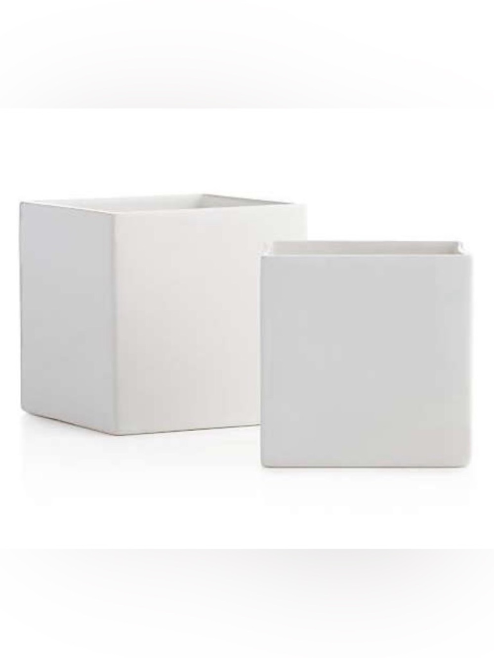 Crate & Barrel White Square Cube Ceramic Orchid Vase Planter Made in Portugal